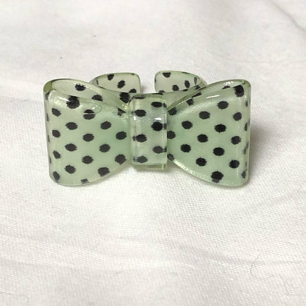 Mint and Black Polka Dot Ring 7